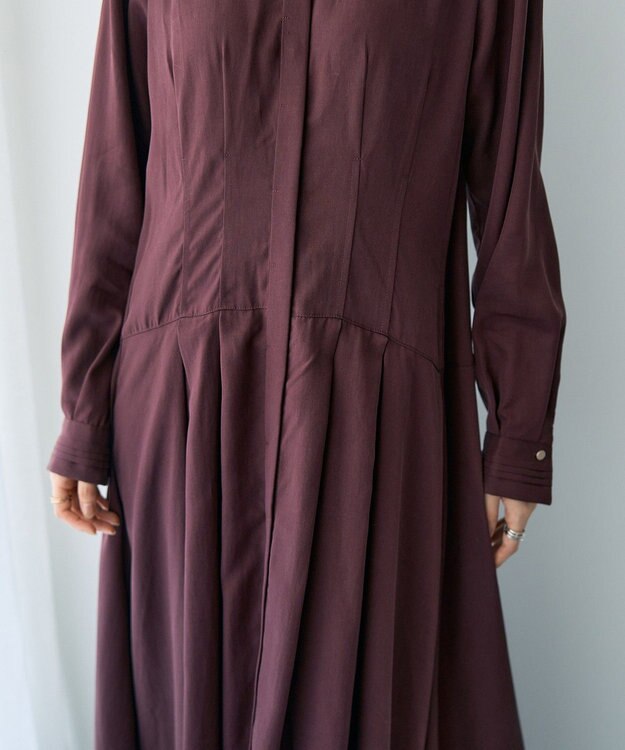 YECCA VECCA タックデザインシャツワンピース Bordeaux