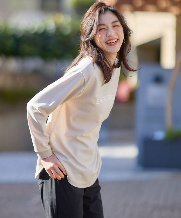 ANY ジョーゼットロゴプリントTシャツ サンドベージュ