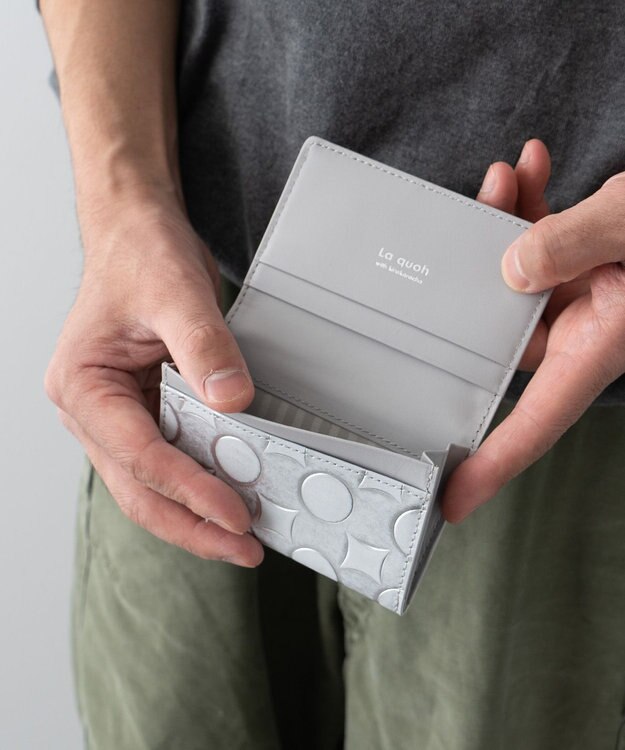 MIYABIYA La quoh with kirakaracho 南蛮七宝アルチザンレザー 名刺入れ 月白銀（シルバー）