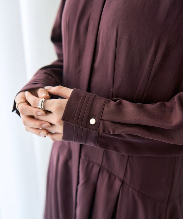 YECCA VECCA タックデザインシャツワンピース Bordeaux