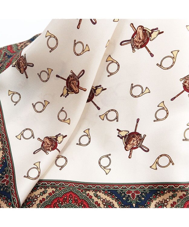 Marca 【伝統横濱スカーフ】ホルン  小判 シルクツイル スカーフ ネイビー