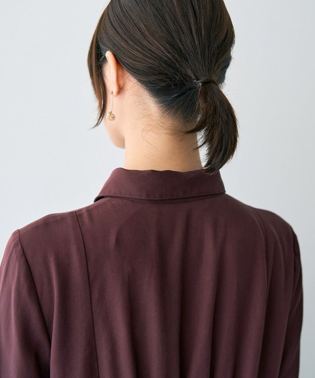 YECCA VECCA タックデザインシャツワンピース Bordeaux