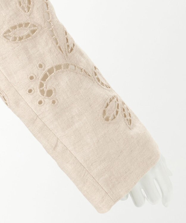 23区 【GOLD LABEL/見上愛さん着用】リネンエンブロイダリー ノーカラージャケット ベージュ系