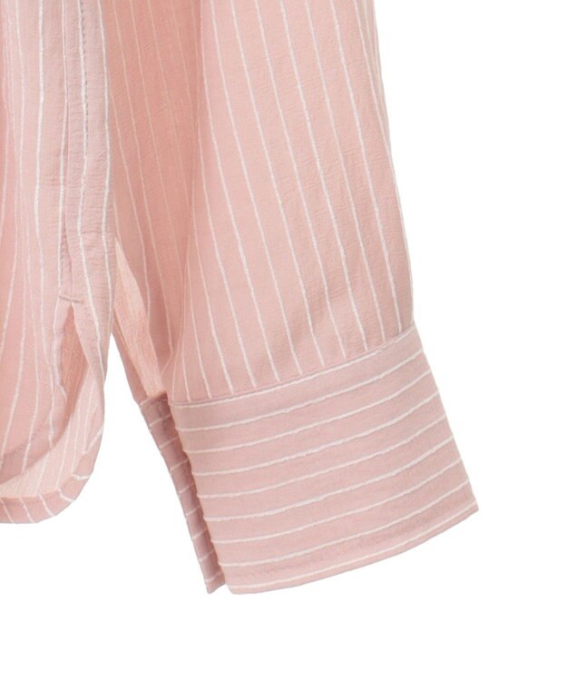 earth music&ecology ＳＥＴ２点起毛ストライプシャツ＋バルーンビスチェ Pink