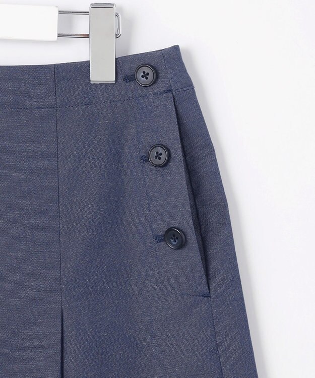 J.PRESS LADIES 【洗える】リネンツイル Aライン スカート ネイビーシャンブレー系