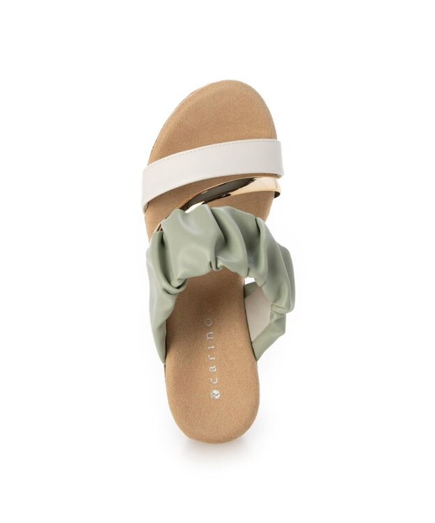 MODE ET JACOMO <carino>ギャザーサンダル ライトグリーンコンビ