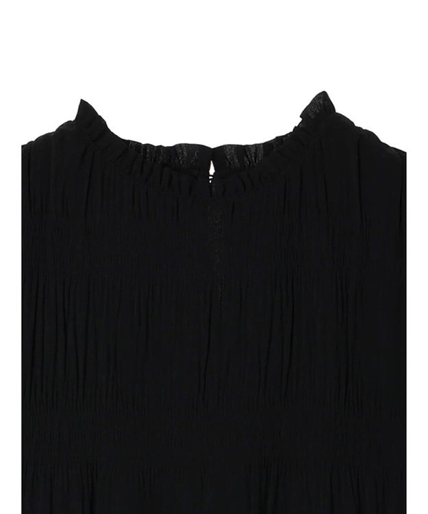 earth music&ecology マジョリカプリーツ半袖ブラウス Black