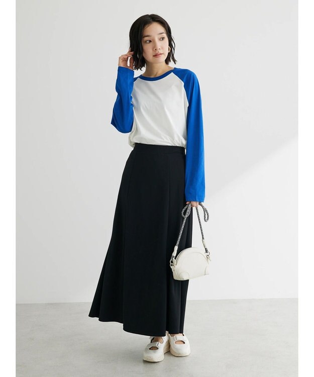 Green Parks シアーラグラン配色プルオーバー Blue