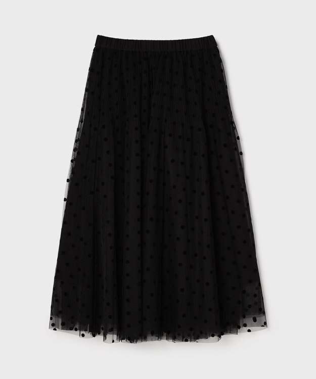 GRACE CONTINENTAL フロッキードットプリーツスカート ブラック