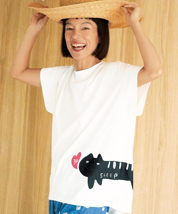 tsumori chisato SLEEP ツモリチサト トップス 綿100%(本体) 天竺素材 4分袖 レディース UTT118 /ワコール アイボリー