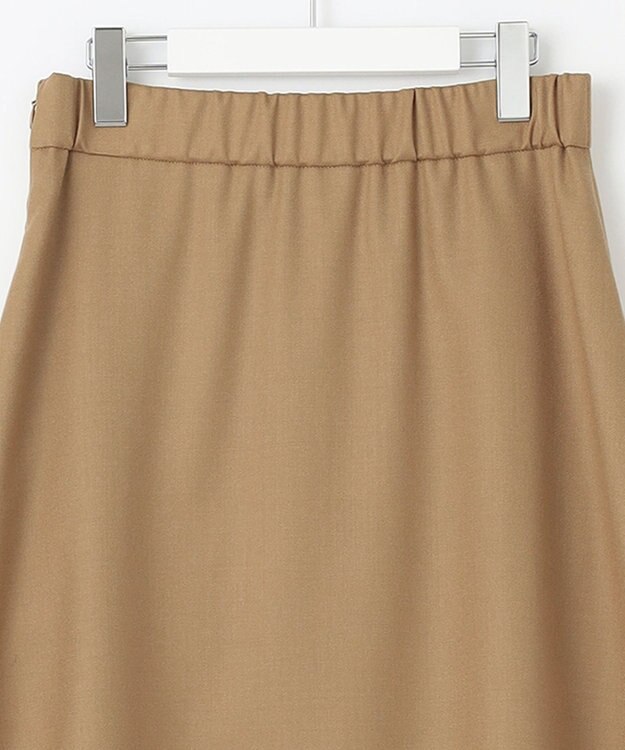 自由区 【洗える】ウォッシャブルハイカウントフラノ タックスカート キャメル系