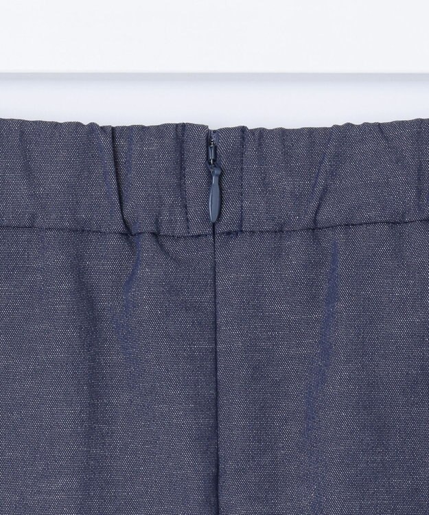 J.PRESS LADIES 【洗える】リネンツイル Aライン スカート ネイビーシャンブレー系