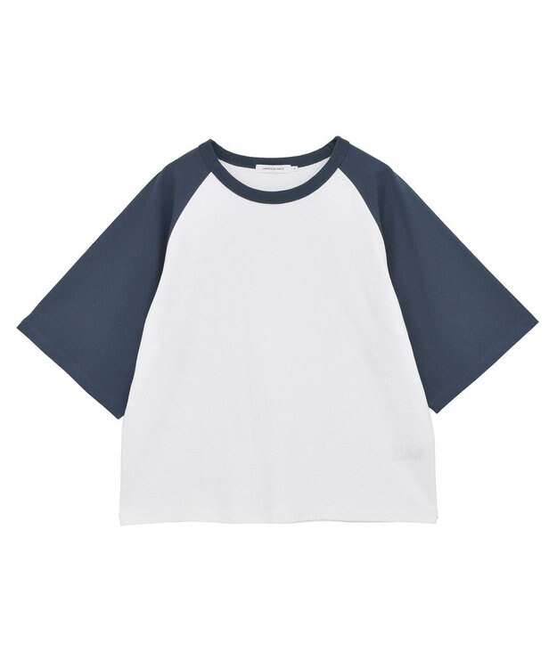 AMERICAN HOLIC ラグラン配色7分袖プルオーバー Ivory