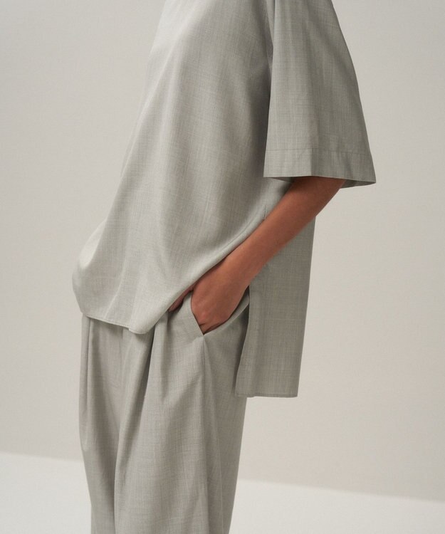 ATON SILK TROPICAL | ウォッシュドTシャツ TOP GRAY