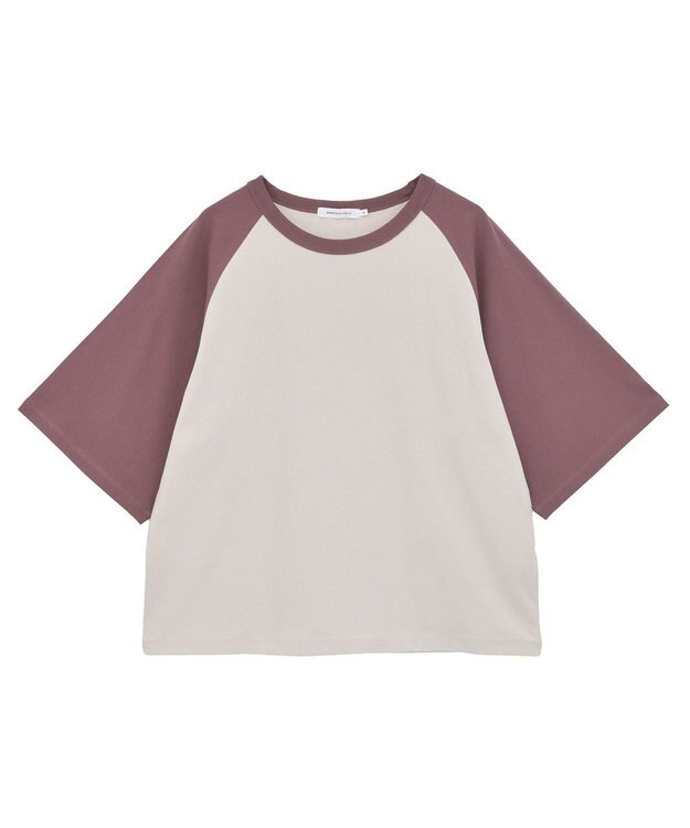 AMERICAN HOLIC ラグラン配色7分袖プルオーバー Beige