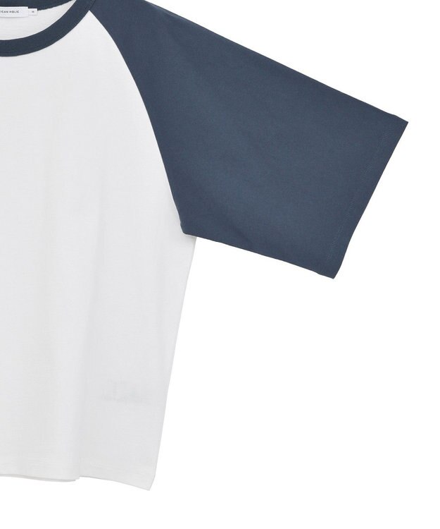 AMERICAN HOLIC ラグラン配色7分袖プルオーバー Ivory