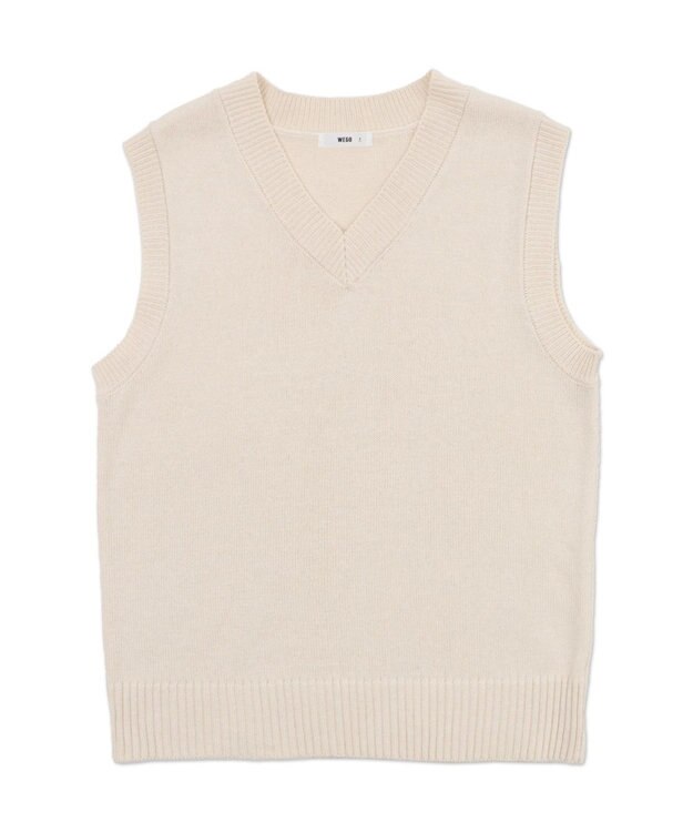 WEGO 【SCHOOLITEM】無地ニットベスト オフホワイト