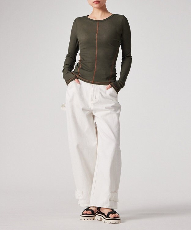 Paul Smith コントラストステッチ リブ 長袖カットソー ダークグリーン