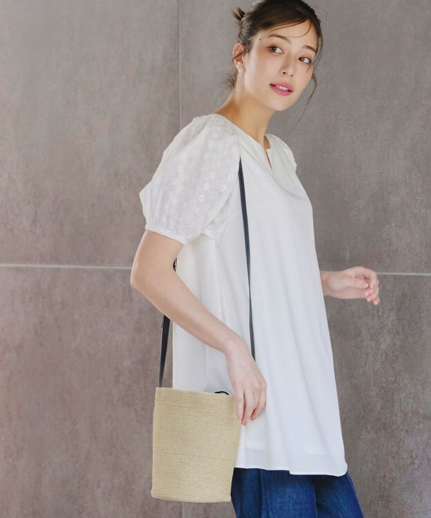 Tiaclasse シリンダーかごショルダーバッグ ベージュ