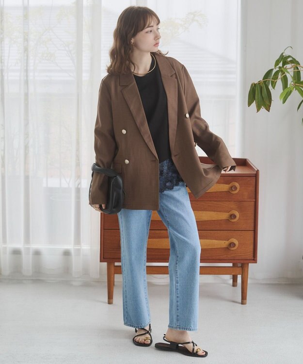 WEGO 【ANGIE VINTAGE】リネンライクジャケット ブラウン