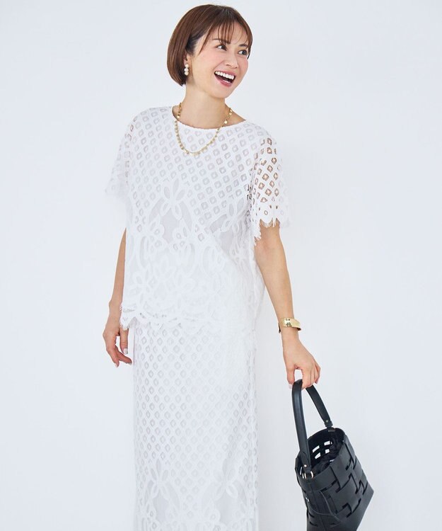 自由区 【セットアップ対応】パネルレース ブラウス オフ