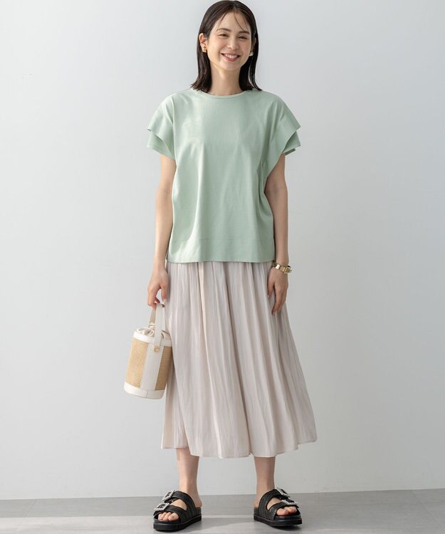 組曲 L 【春夏のNEWカラー登場】ギャザーライトデシン パンツ アイボリー系