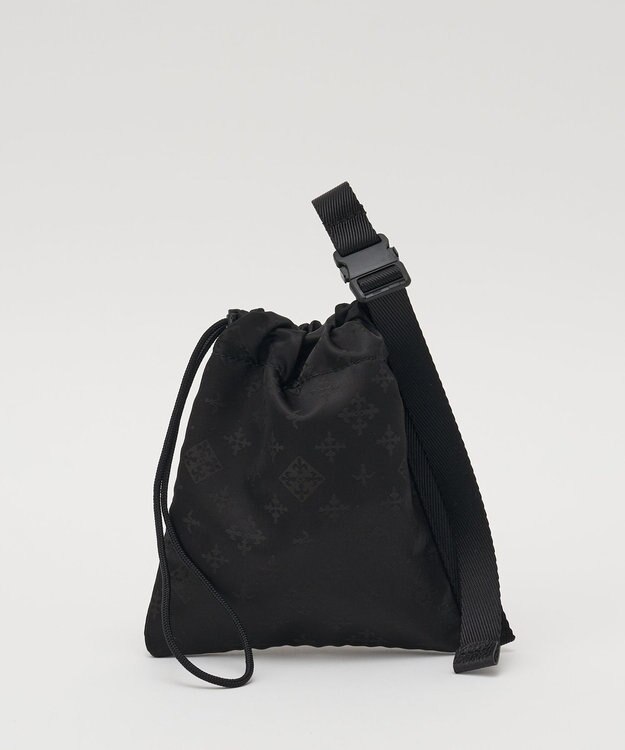 russet ナイロンジャガード巾着ポーチ S(Z-229) Trv-Black