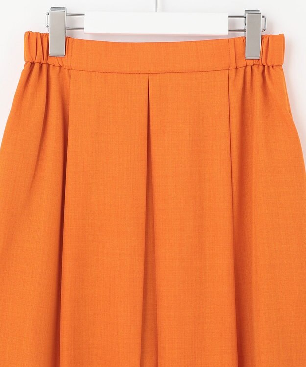 自由区 【接触冷感・速乾・UVカット・撥水・防シワ】リネンライクツイル タックスカート オレンジ系