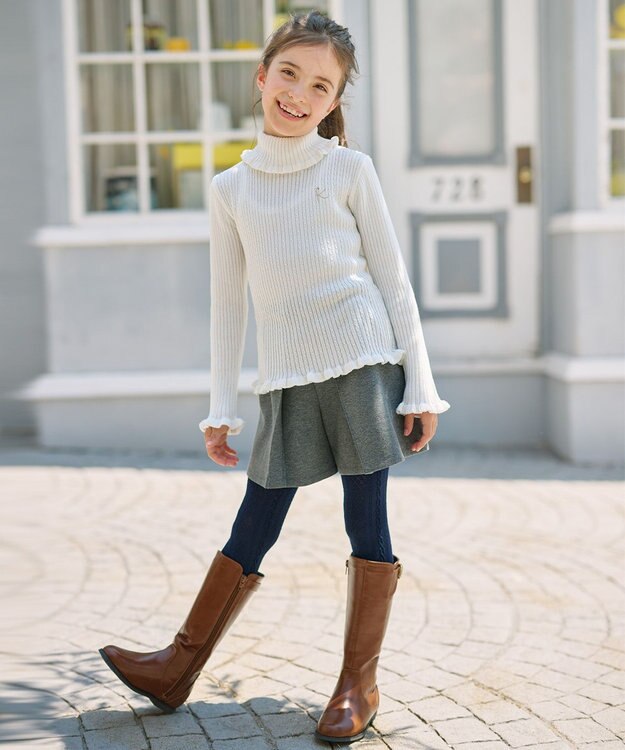 組曲 KIDS 【150-160cm】リブ ニット オフホワイト系