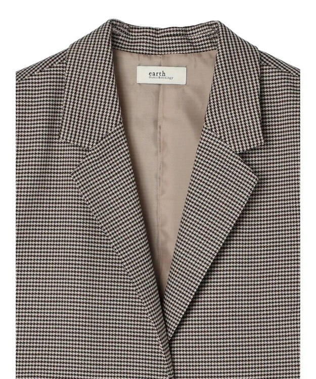 earth music&ecology テーラードジレ Check Brown