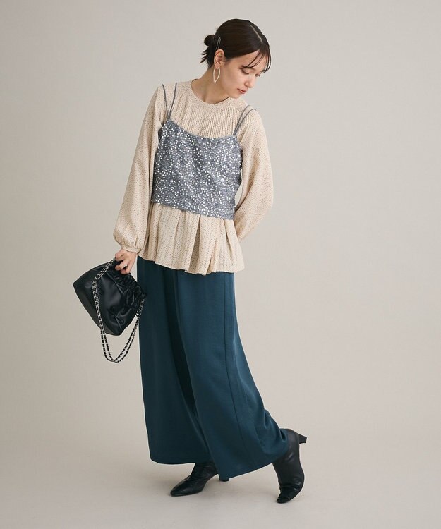 Green Parks スパンコールキャミビスチェ Gray