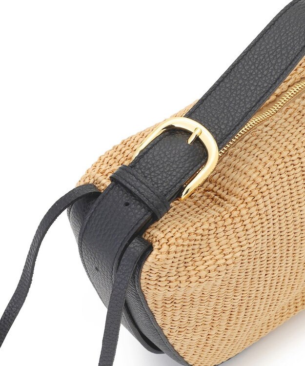 23区 VIOLAd'ORO ラフィアシート レザーコンビ ワンハンドルバッグ ベージュ系