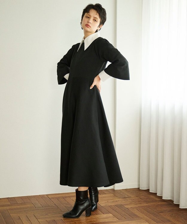 #Newans 【アイロンいらず】尖り襟ギャザースリーブブラウス ホワイト