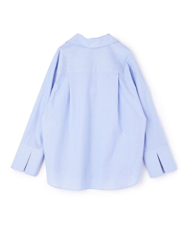 UNFILO スキッパーロングシャツ ブルーストライプ