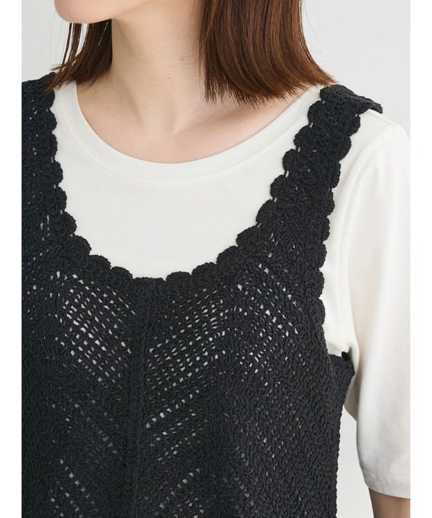 Green Parks ・ＳＵＧＡＲ　ＳＰＯＯＮ　クロシェキリカエワンピース Black