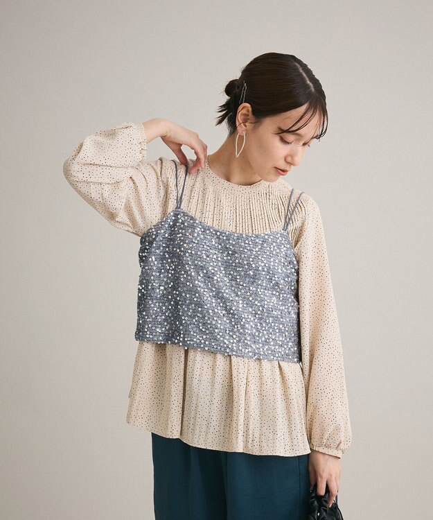 Green Parks スパンコールキャミビスチェ Gray