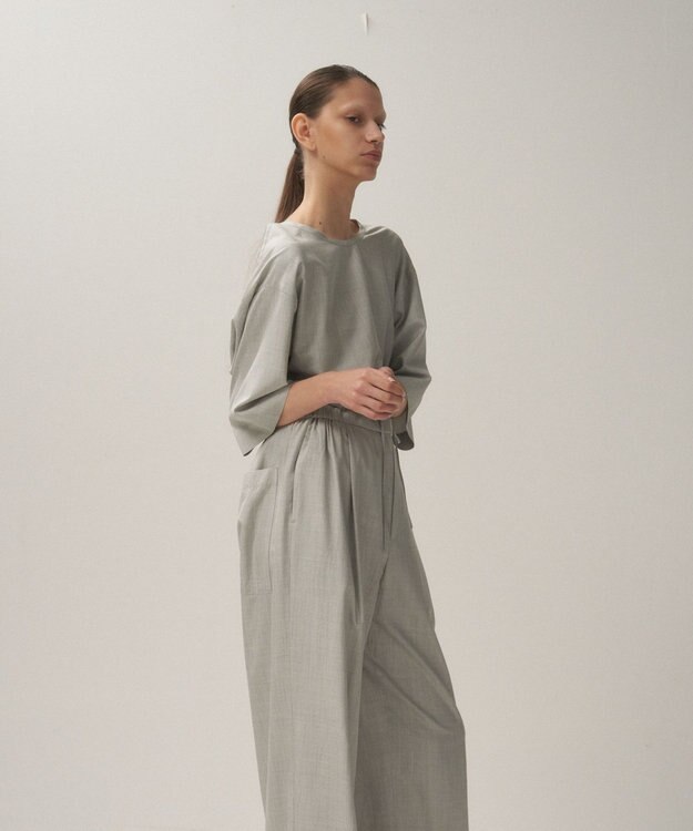 ATON SILK TROPICAL | ウォッシュドTシャツ TOP GRAY