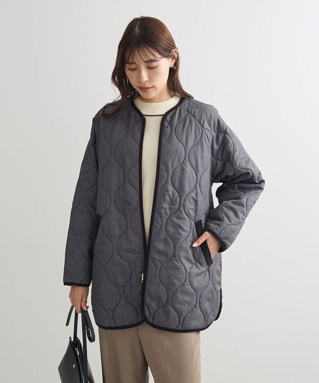 Green Parks 撥水加工　キルティングＺＩＰブルゾン Hounds Tooth