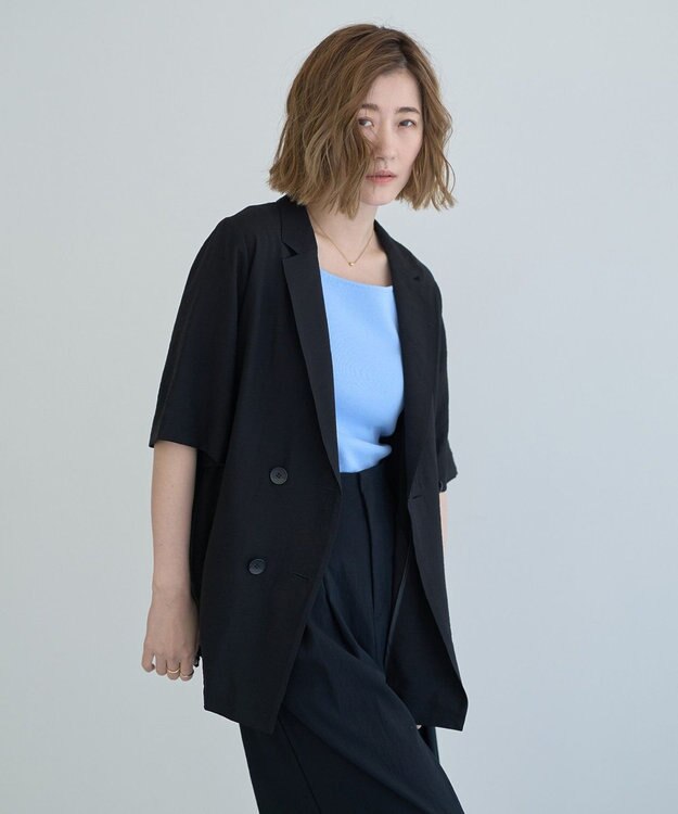 YECCA VECCA ハーフスリーブライトジャケット Black