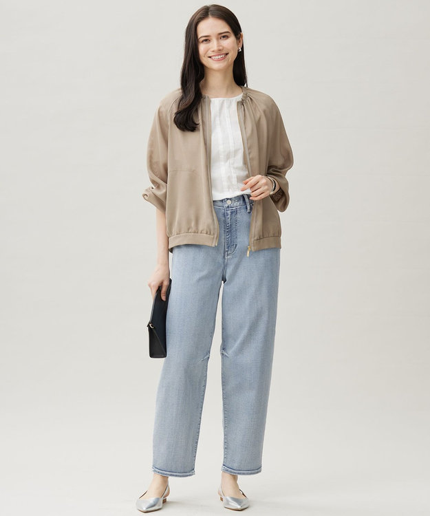 自由区 L 【19号サイズまで展開】ウスカルデニムダーツカーブ パンツ ライトインディゴ