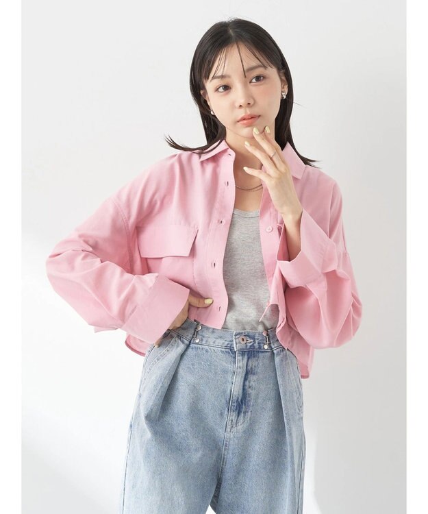 earth music&ecology ビッグポケットショートシャツ Light Pink
