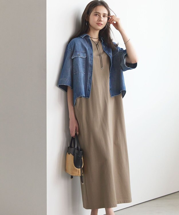 23区 【SLOW/一部店舗限定】ヴィンテージライクジャージー T ワンピース モカ