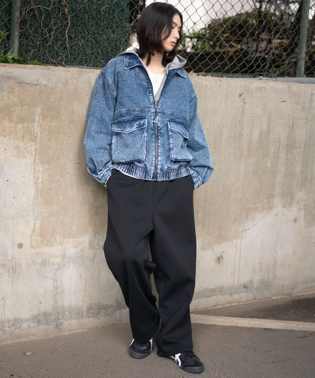 WEGO 【ユニセックス着用ITEM/MLサイズ展開】フライトジャケット デニム中濃加工色