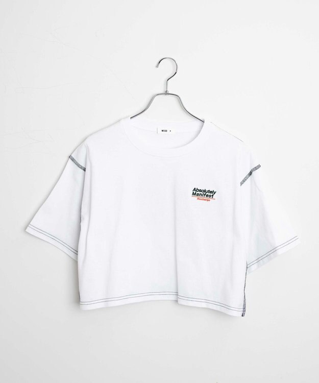 WEGO アウトステッチグラフィックショートT ホワイト