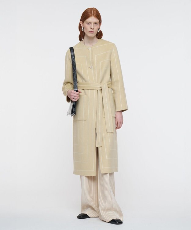 JOSEPH ジオメトリック ダブルフェイス ロングウールコート Affogato / Ivory