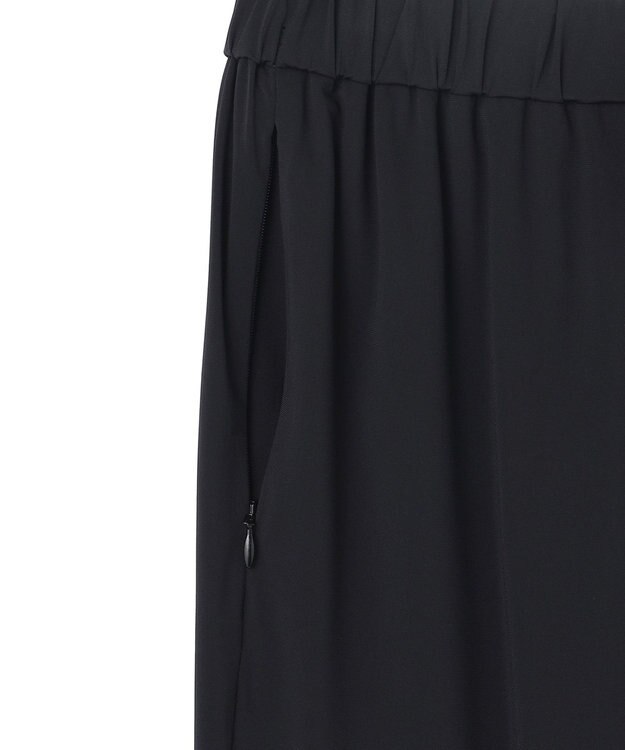 UNFILO L 【ウエストゴム】ドライトリコット セミフレアパンツ ブラック