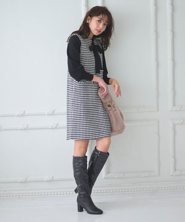 Feroux 【洗える】キーネックミディ ジャンスカ ホワイト系2