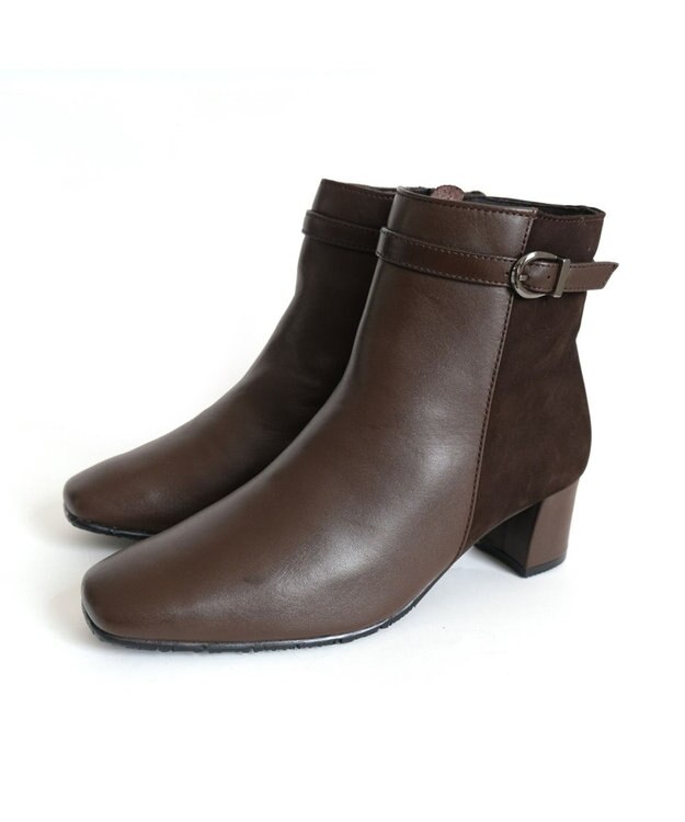 Pointer 本革スエードコンビショートブーツ ダークブラウン(コンビ)