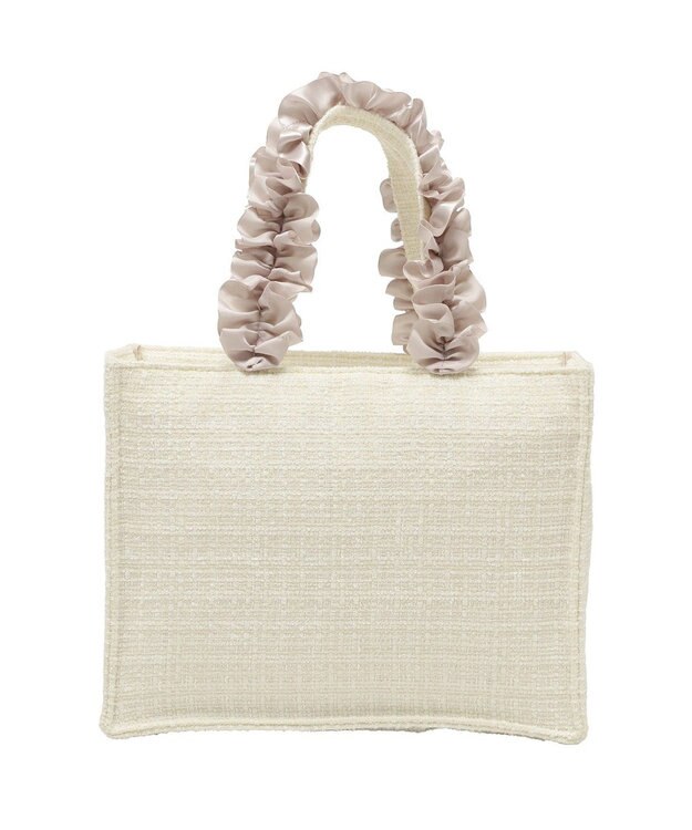 Maison de FLEUR ツイードフリルハンドルスクエアトートバッグ Ivory