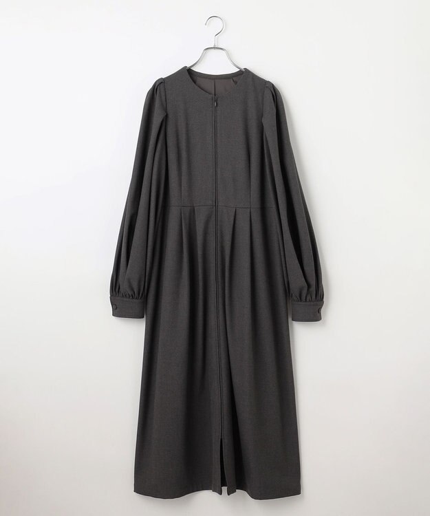 #Newans 【セレモニーにも】〈亀恭子さんコラボ〉ボリュームスリーブロングワンピース グレー